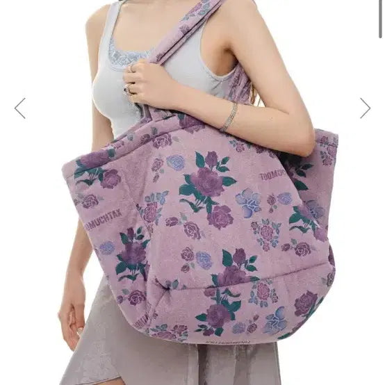 [BUNJANG] Too Much Tax Rose Stencil Terry Bag Lavender / 투머치택스 로즈 스텐실 테리 백 라벤더