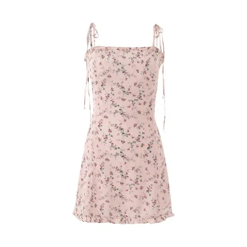 [BUNJANG] Not Your Roses Frill Mini Dress (Pink) S / 낫유어로즈 프릴 미니 드레스 (핑크) S