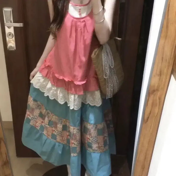 [BUNJANG] Mori Girl Japanese Vintage Oriental Set-up Loose Skirt / 모리걸 일본빈티지 아오이유우깔 셋업 페어리룩 보헤미안 오리엔탈