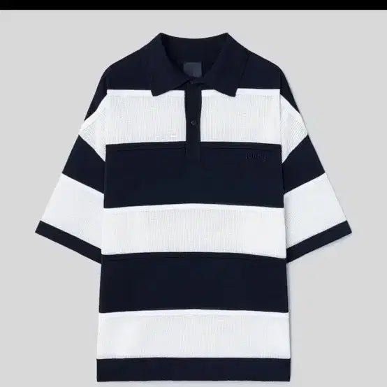 [BUNJANG] Juun.J Runway Bridge T-Collar Stripe Knit Short Sleeve M / 준지 juunj / 준지 런웨이 브릿지 티칼라 스트라이프 니트 숏슬리브