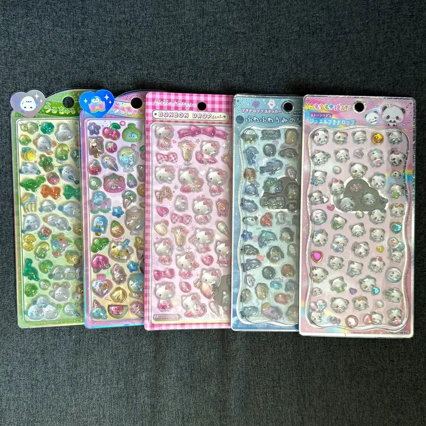 [BUNJANG] Hello Kitty 3D Bong Bong Drop Stickers (Sealed) - Bundle Set / 미개봉) 봉봉드롭 스티커 헬로키티 미개봉 일괄 3D 봉봉드롭 스티커 팝