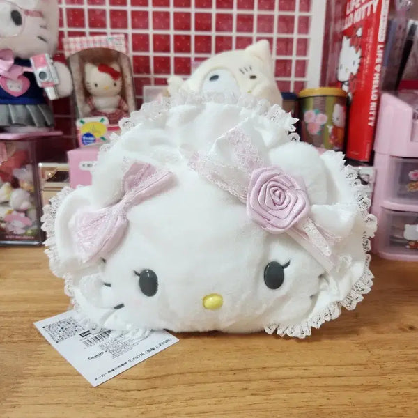 [BUNJANG] Hello Kitty White Frill Pouch + Mako / 헬로키티 화이트프릴 파우치+마코