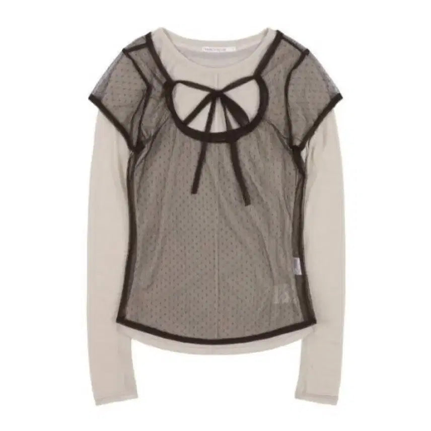 [BUNJANG] Fancy Club 3-Way Dot Layered Long Sleeve (Beige) / FANCY CLUB 3-WAY 도트 레이어드 롱슬리브 (BEIGE)