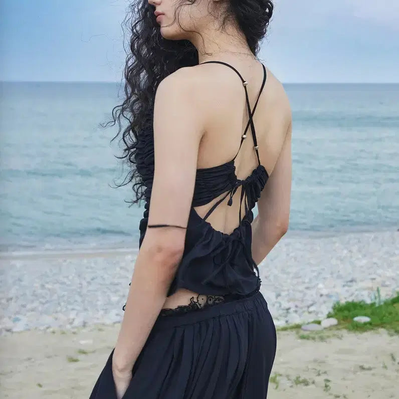 [BUNJANG] Kim Mi Deo Young G Chiffon Shirring Halter Top / 김미더영 홀터탑 새상품 G_CHIFFON SHIRRING HALTER