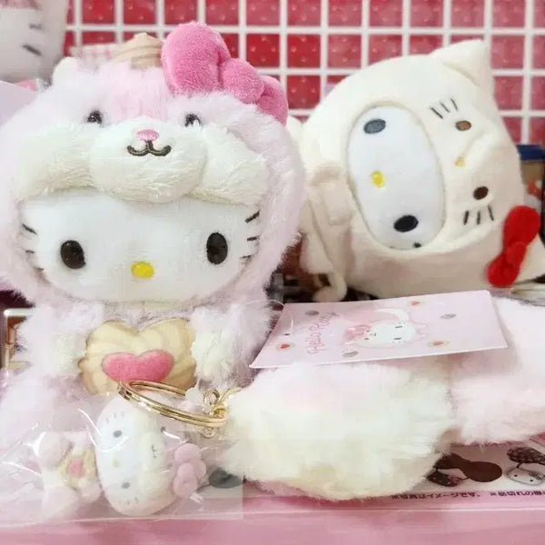 [BUNJANG] Sanrio Hello Kitty Mofumofu Squirrel Plush Keychain / 헬로키티 모후모후 다람쥐 마코+키링