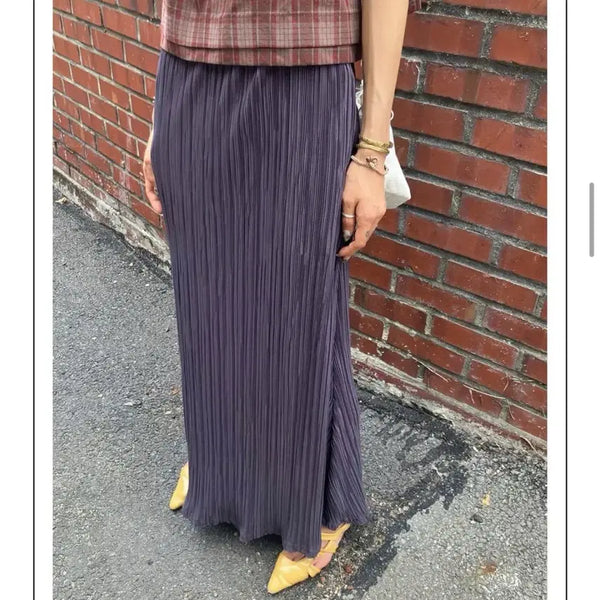 [BUNJANG] Black Pleated Long Skirt / (Black) 플리츠 롱스커트