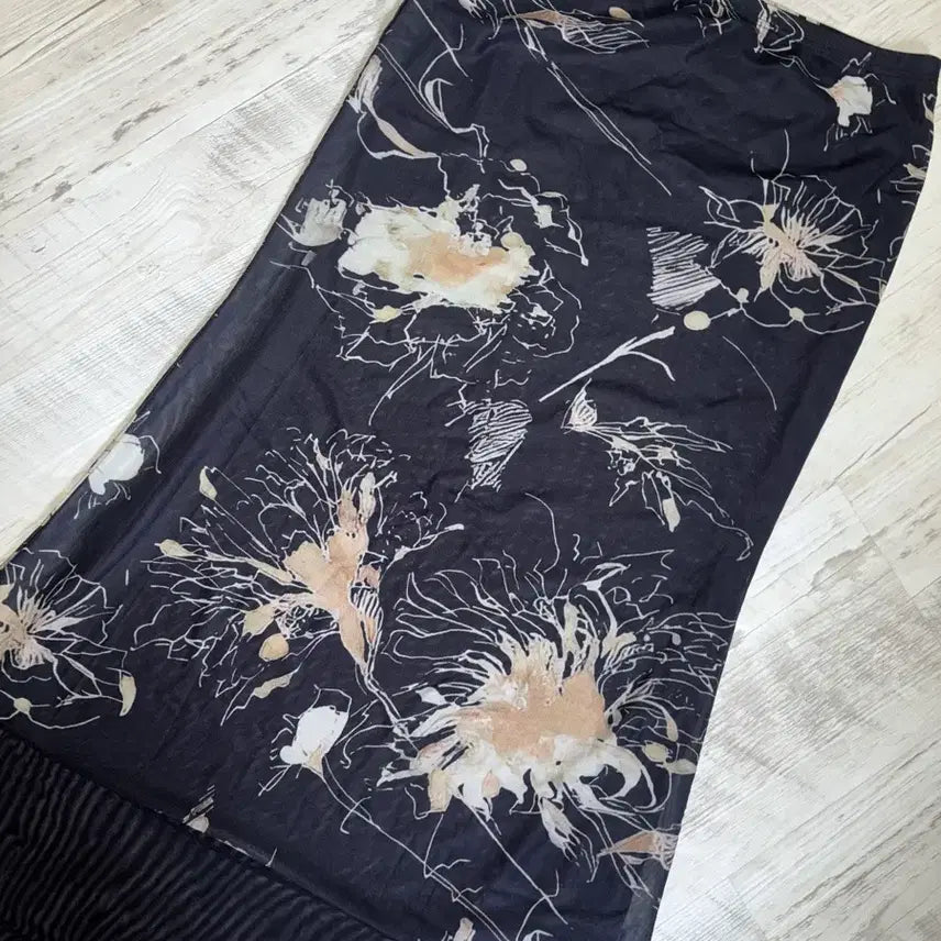 [BUNJANG] Vintage Mesh Chiffon Floral Print Skirt / 빈티지 매쉬 쉬폰 꽃무늬 스커트 휴양지룩