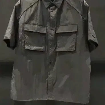 [BUNJANG] Juun.J 21SS Double Layered Nylon Short Sleeve Shirt Grey / [48/105추천] 준지 21SS 이중 레이어드 나일론 반팔 셔츠 그레이