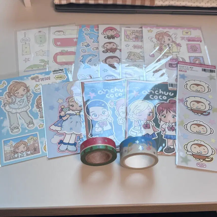 [BUNJANG] Achucoco Sticker & Washi Tape Bundle Set / 아츄코코 스티커,마테 일괄