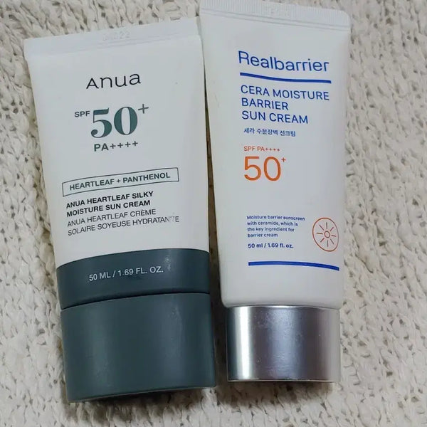 [BUNJANG] Anua & Real Barrier Sun Cream Set SPF50+ PA++++ / 아누아 + 리얼베리어 선크림 세트