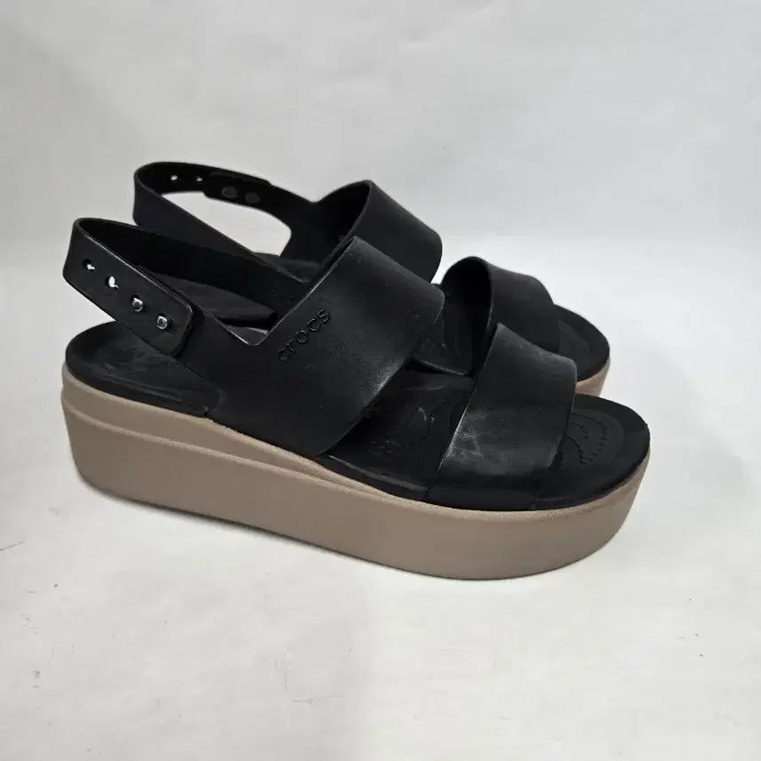 [BUNJANG] Crocs Women's Platform Sandals Black Beige W6 / 크록스 여성 샌들 블랙 베이지 굽 w6 230mm