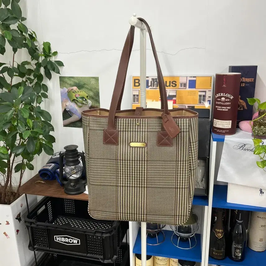 [BUNJANG] Polo Ralph Lauren Houndstooth Shoulder/Tote Bag / 폴로랄프로렌 하운드투스 숄더/토트백 OS