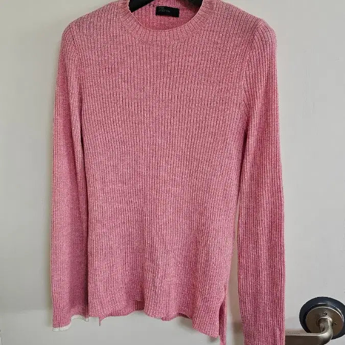 [BUNJANG] Benetton Ribbed Round Neck Asymmetrical Knit / 베네통 골지 라운드 니트 언발란스 (627