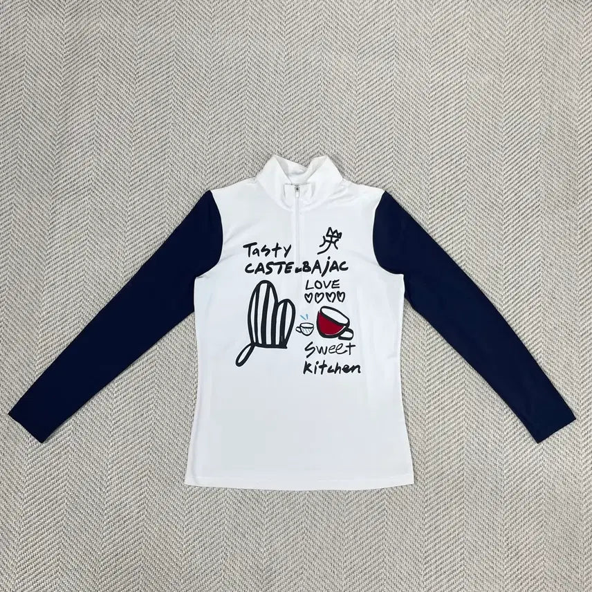 [BUNJANG] Castelbajac Women's Golf Half-Zip Long Sleeve T-Shirt / 까스텔바작 여성 골프 반집업 긴팔 티셔츠 90