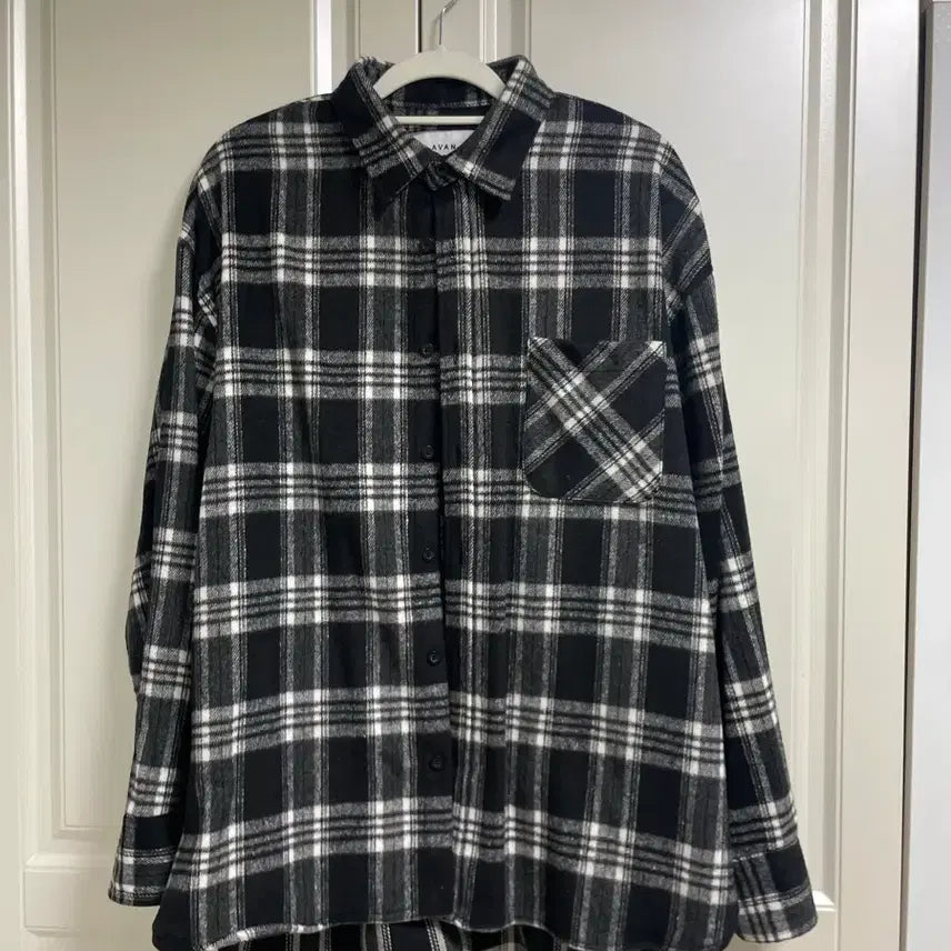 [BUNJANG] Oversized Fit Checkered Shirt (Fleece Lined) / 오버핏 체크남방 블랙 화이트(기모)