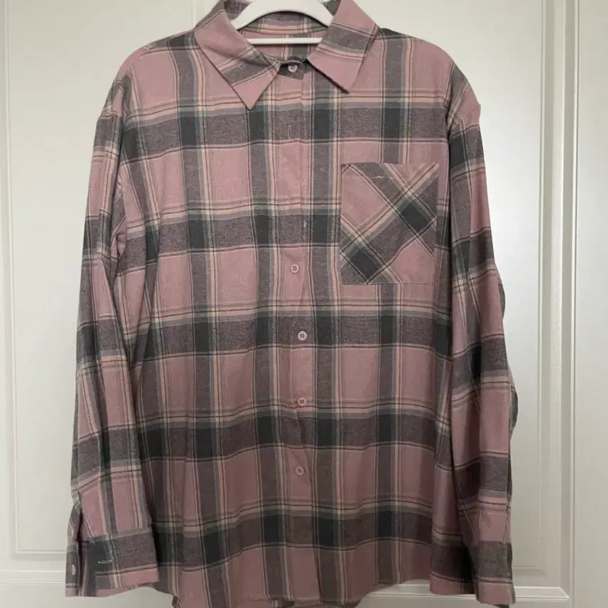 [BUNJANG] Pink Check Oversized Shirt / 오버핏 핑크체크 셔츠 남방
