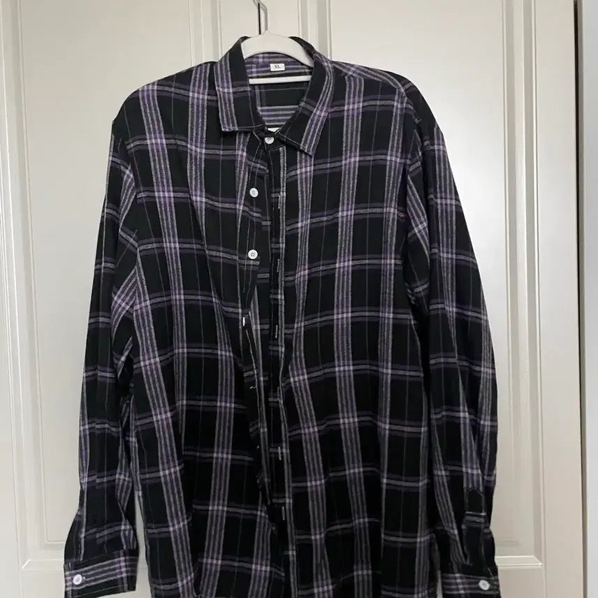 [BUNJANG] Oversized Purple Check Shirt / 오버핏 보라체크 셔츠 남방