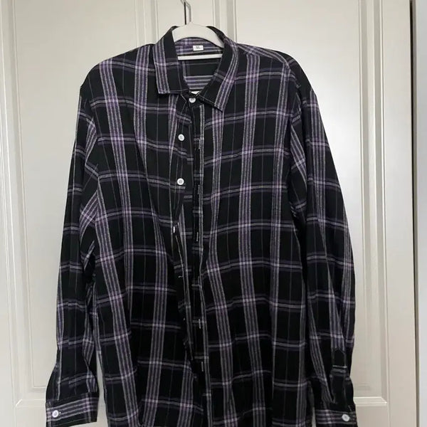 [BUNJANG] Oversized Purple Check Shirt / 오버핏 보라체크 셔츠 남방
