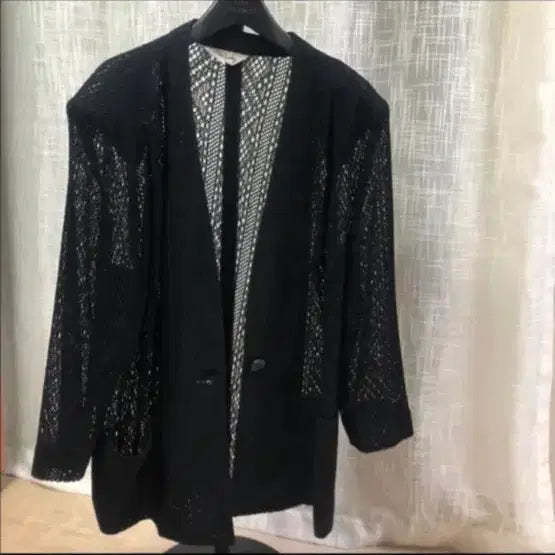 [BUNJANG] Black Net Knit Cardigan / 블랙 네트 짜임 간절기 가디건