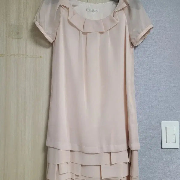 [BUNJANG] CC Club Chiffon Lace Frill Dress Pink Size 55 / CC Club 쉬폰 레이스 프릴 원피스 핑크 55