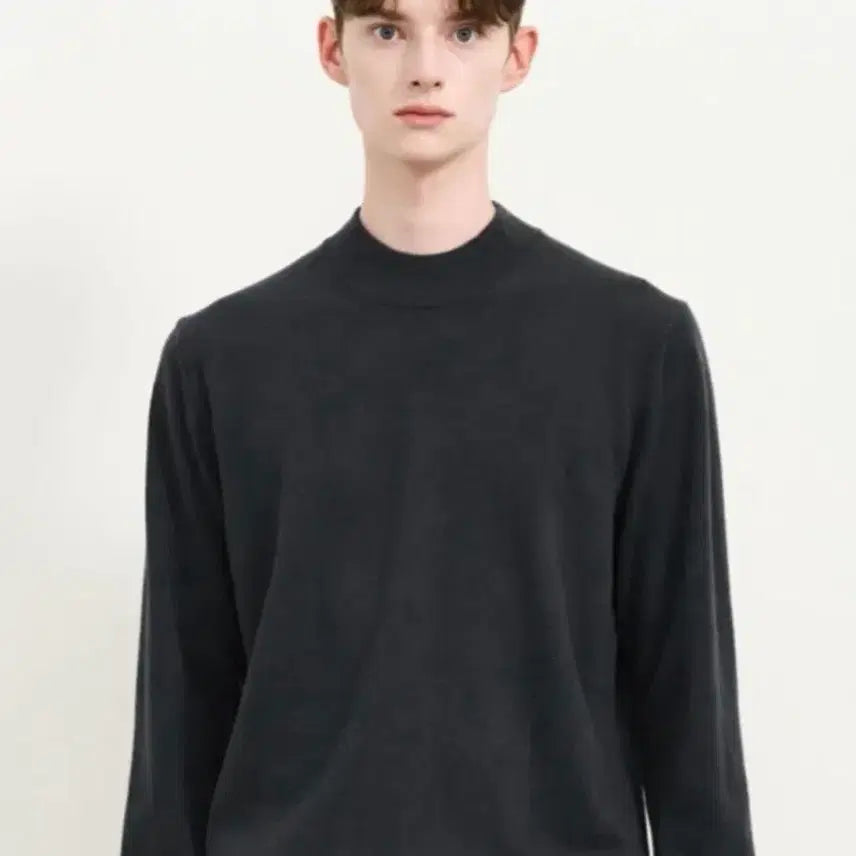 [BUNJANG] Time Homme 100% Cashmere Mock Neck Sweater Dark Grey Navy / 타임옴므 캐시미어 100 모크넥
