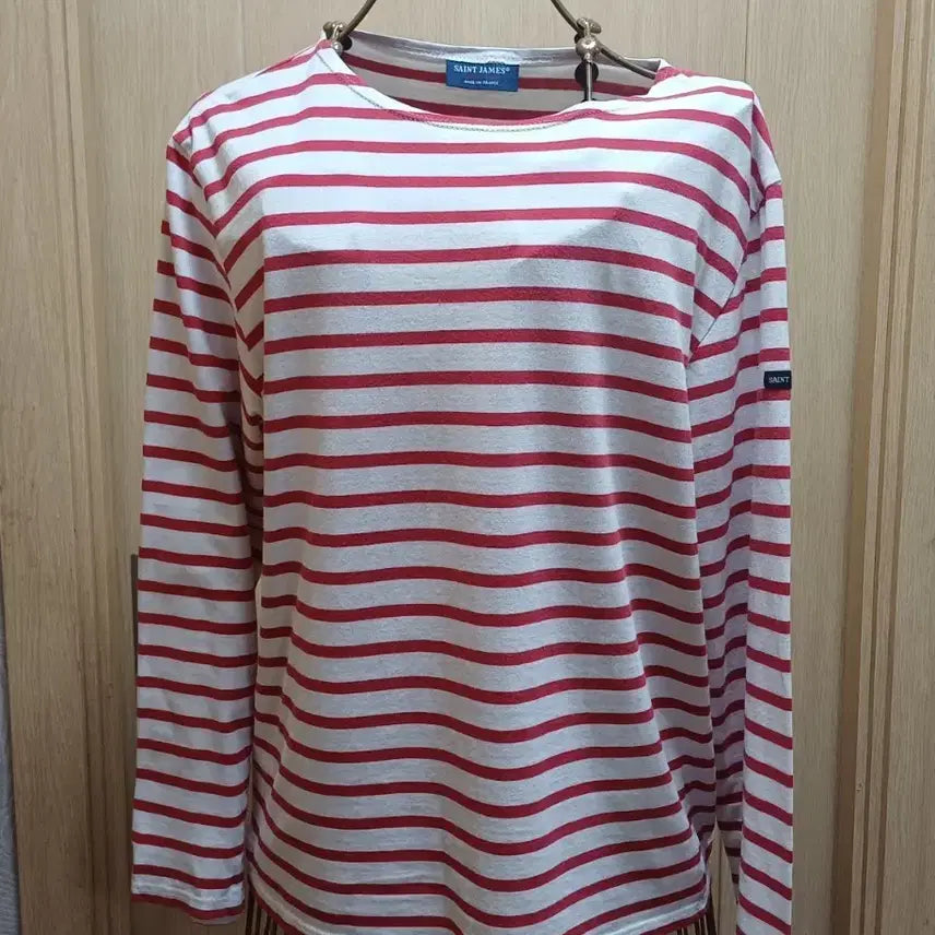 [BUNJANG] Saint James Red Stripe Boatneck Long Sleeve T-Shirt Size S / 세인트제임스 레드 스트라이프 보트넥 티셔츠 S