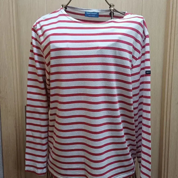 [BUNJANG] Saint James Red Stripe Boatneck Long Sleeve T-Shirt Size S / 세인트제임스 레드 스트라이프 보트넥 티셔츠 S