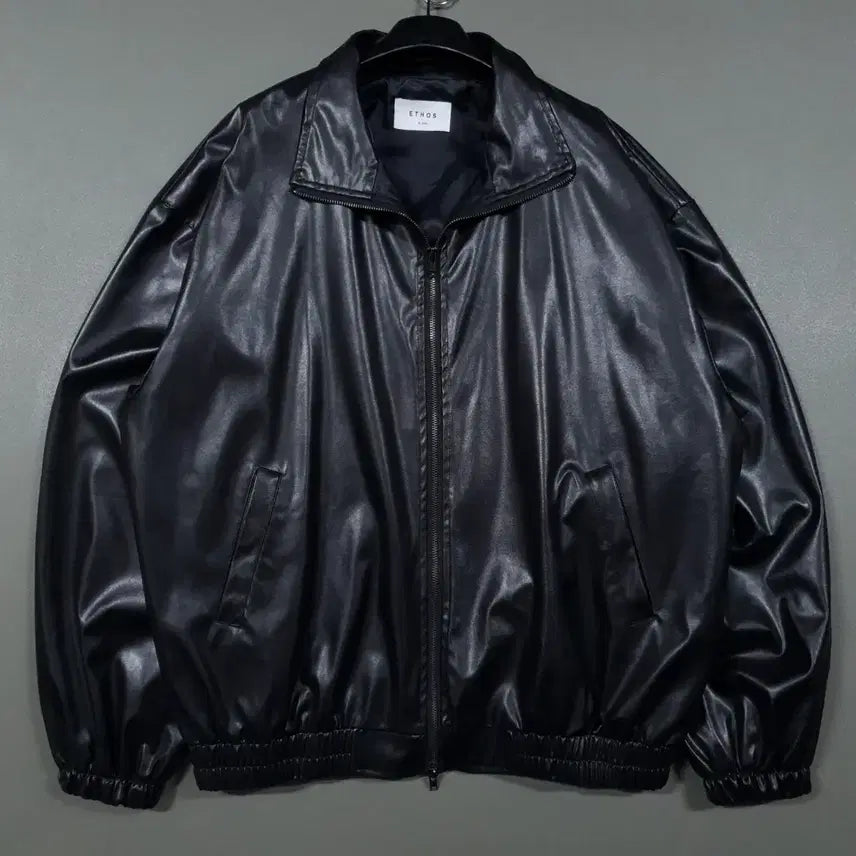 [BUNJANG] ETHOS Dark Brown Leather Oversized Blouson Bomber Jacket / 실측 2XL) ETHOS 에토스 오버핏 레더 블루종 봄버 자켓 다크브라운
