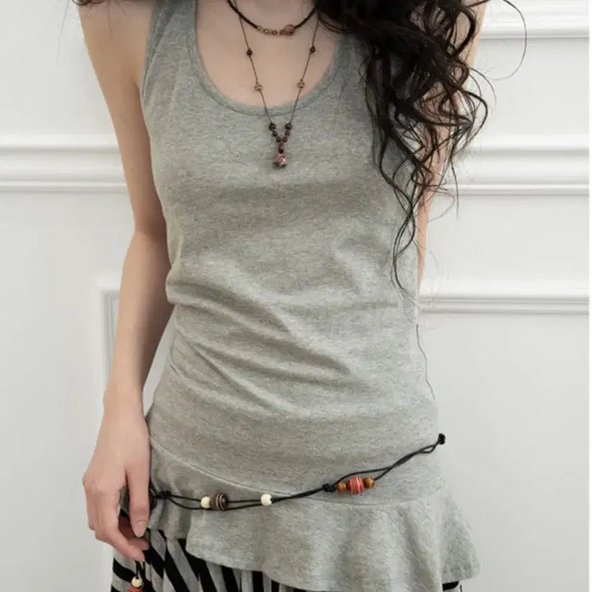 [BUNJANG] Tilde Seoul Symbol Frill Modal Halter Top / 틸데서울 심볼 프릴 모달 홀터 나시