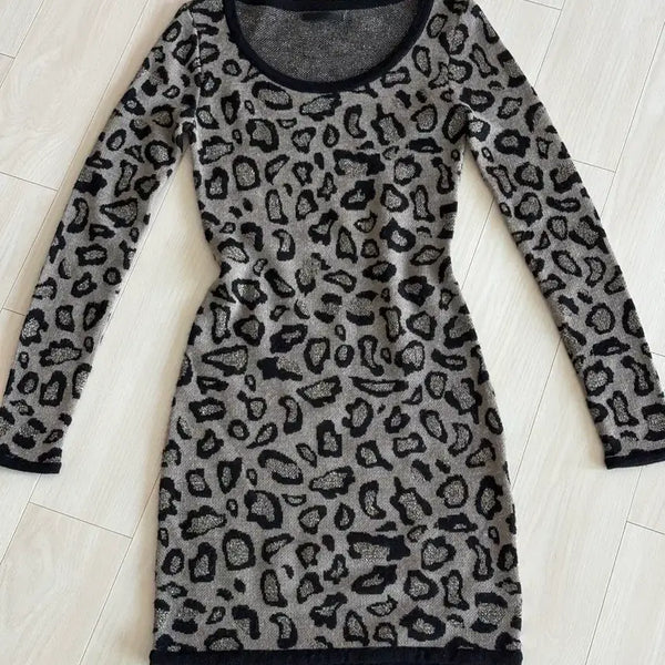[BUNJANG] Leopard Print Bodycon Midi Dress / 갸루 호피 레오파드 딱붙 원피스
