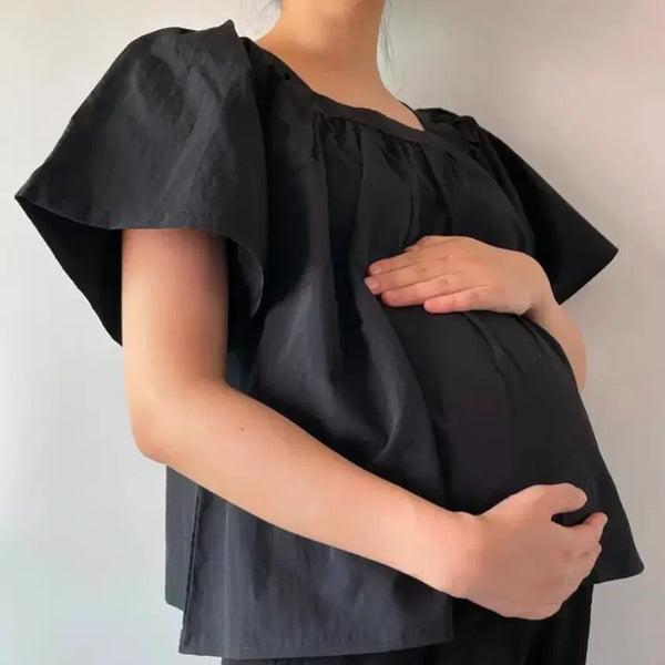 [BUNJANG] Maternity Summer Blouse (Crinkled Fabric) / 임산부 여름 블라우스 (바스락 소재)