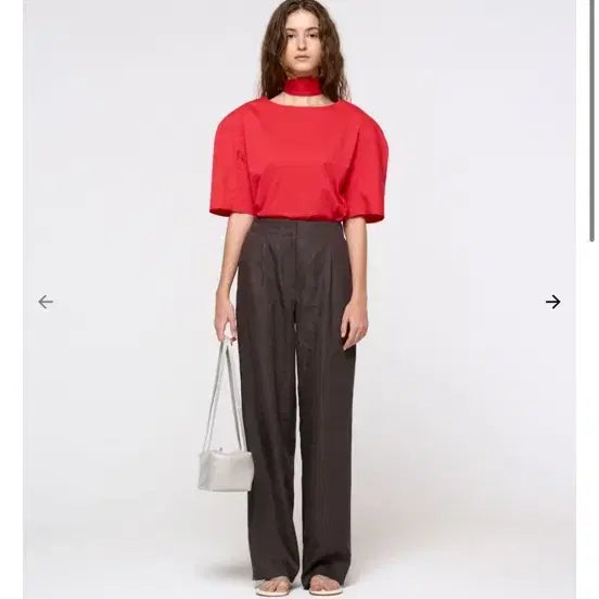 [BUNJANG] Amomento Padded Jersey Top Red / 아모멘토 탑