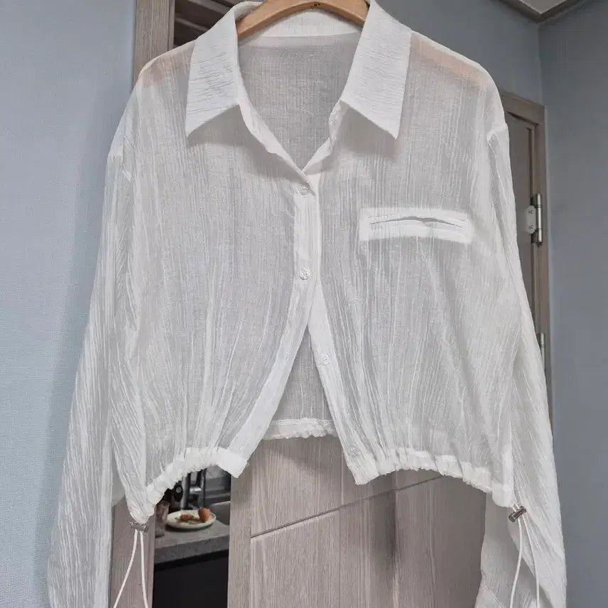[BUNJANG] Sheer Cropped Shirt / 시스루 크롭셔츠