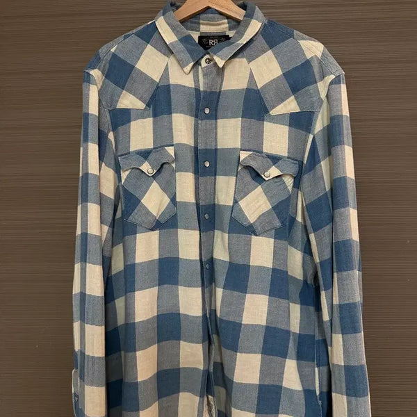 [BUNJANG] RRL Western Check Shirt Blue / RRL 웨스턴 체크 셔츠 블루