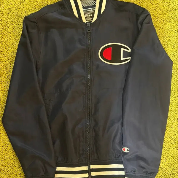 [BUNJANG] Champion Navy Varsity Bomber Jacket (Size S) / 챔피온 블루종 바시티 자켓 네이비 S