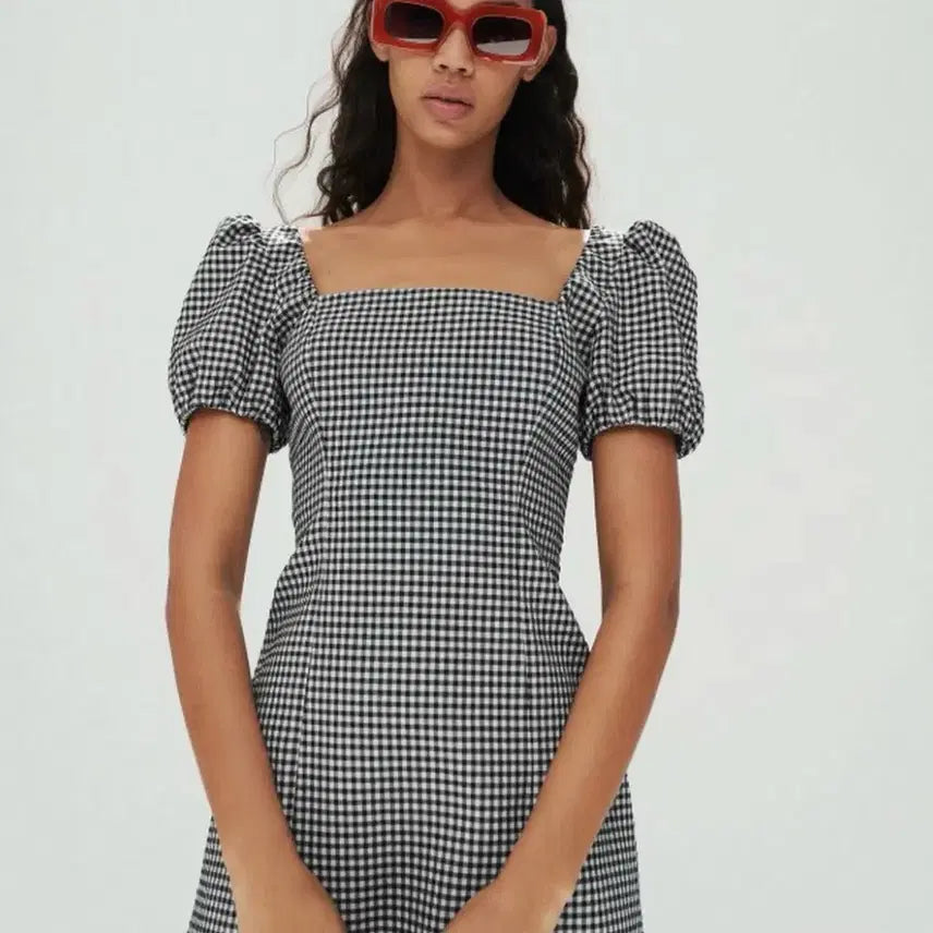 [BUNJANG] Zara Gingham Check Pattern Square Neck Mini Dress (M) / (새상품) 자라 깅엄 체크 패턴 스퀘어넥 미니 원피스