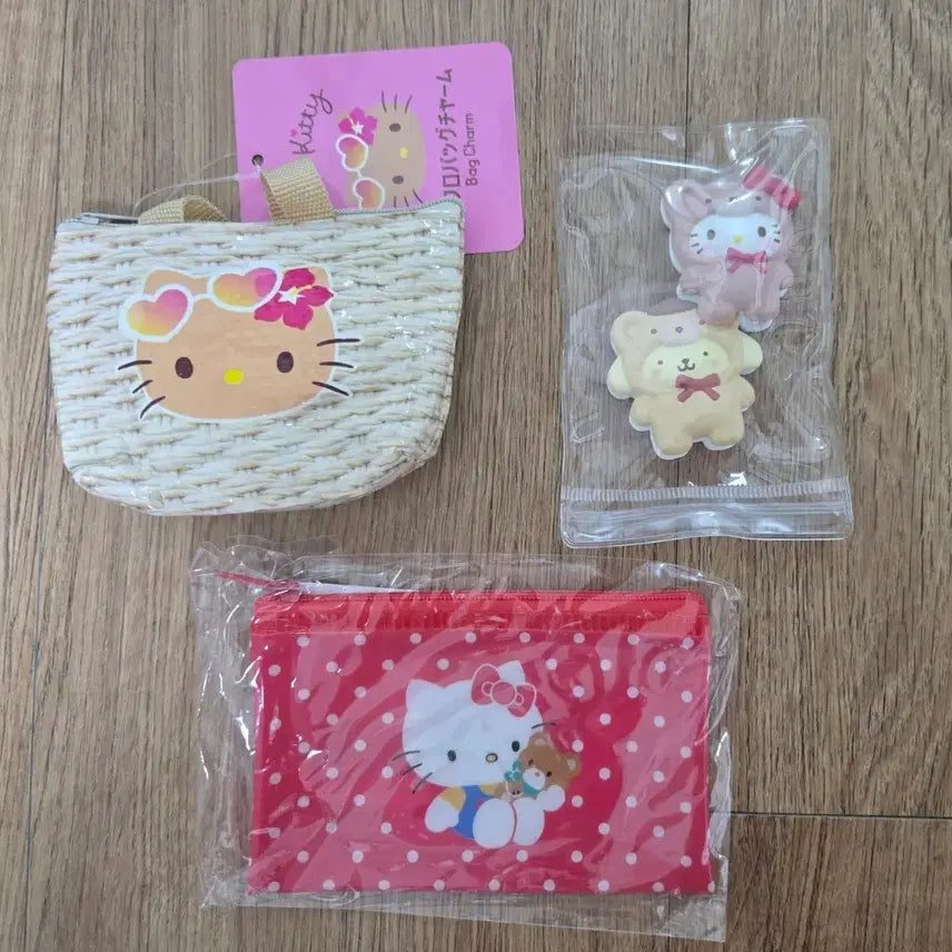 [BUNJANG] Hello Kitty Pouch & Clip Set / 헬로키티 파우치2종 , 키티 폼푸푸린 클립2종( 포차코 클립 덤)