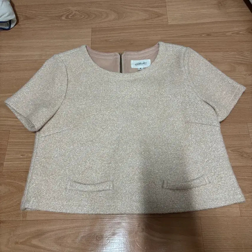 [BUNJANG] Jill Stuart Pink Tweed Short Sleeve Blouse - Size S / 질스튜어트 핑크 트위드 반팔 블라우스 S