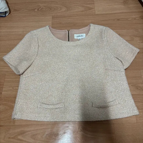 [BUNJANG] Jill Stuart Pink Tweed Short Sleeve Blouse - Size S / 질스튜어트 핑크 트위드 반팔 블라우스 S