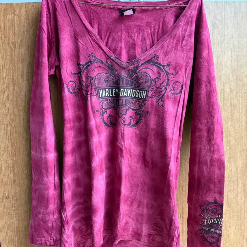[BUNJANG] Harley-Davidson Women's Long Sleeve T-Shirt Pink / 할리데이비슨 여성 롱슬리브 티셔츠 핑크