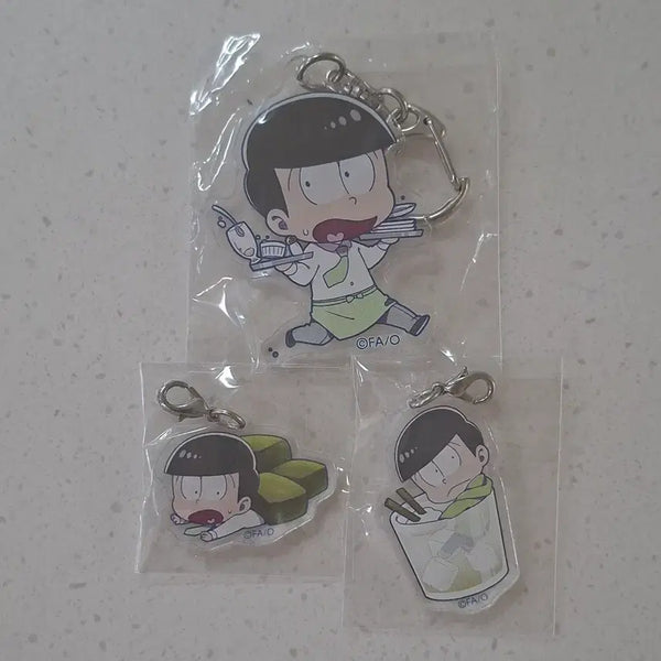 [BUNJANG] Osomatsu-san Animate Cafe Chiyomatsu Keyring Bundle Set / 오소마츠상 애니메이트 카페 키링 쵸로마츠 3 일괄