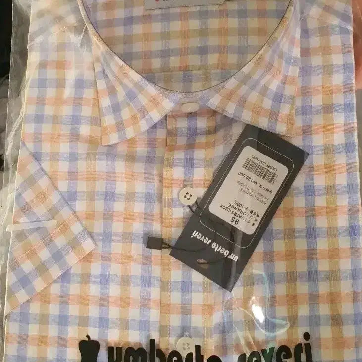 [BUNJANG] Umberto Severi Men's Check Short Sleeve Shirt (Size 95) / [새상품/택포] 움베르토 세베리 남성 체크 반팔 셔츠 (95사이즈)