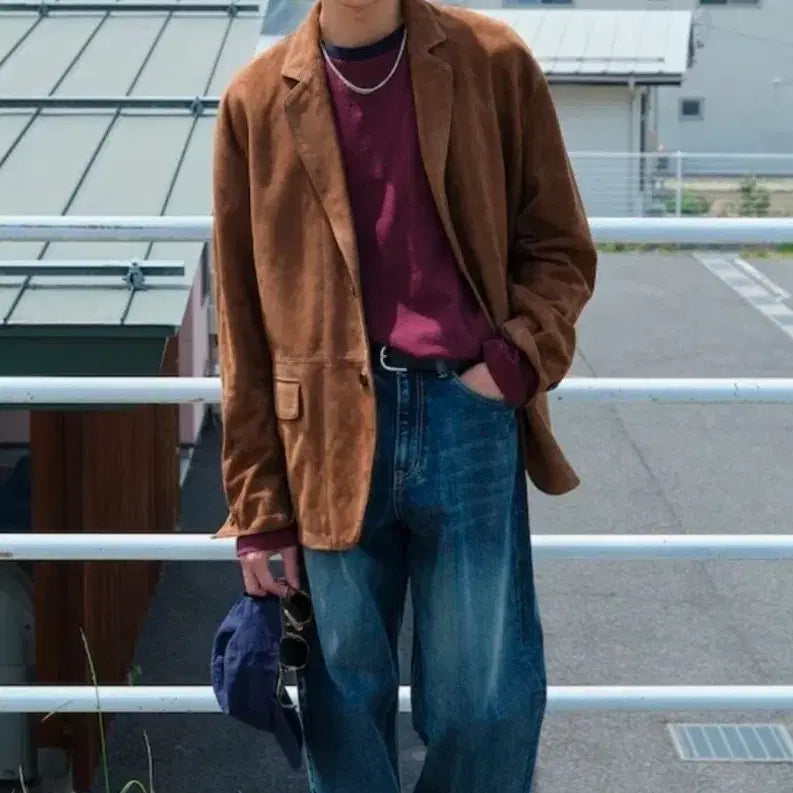 [BUNJANG] Beaker Samsung Moolsan Suede Jacket Brown 02 Size Goatskin 25SS / 비이커 삼성물산 스웨이드 자켓 브라운 02사이즈 염소가죽 25ss