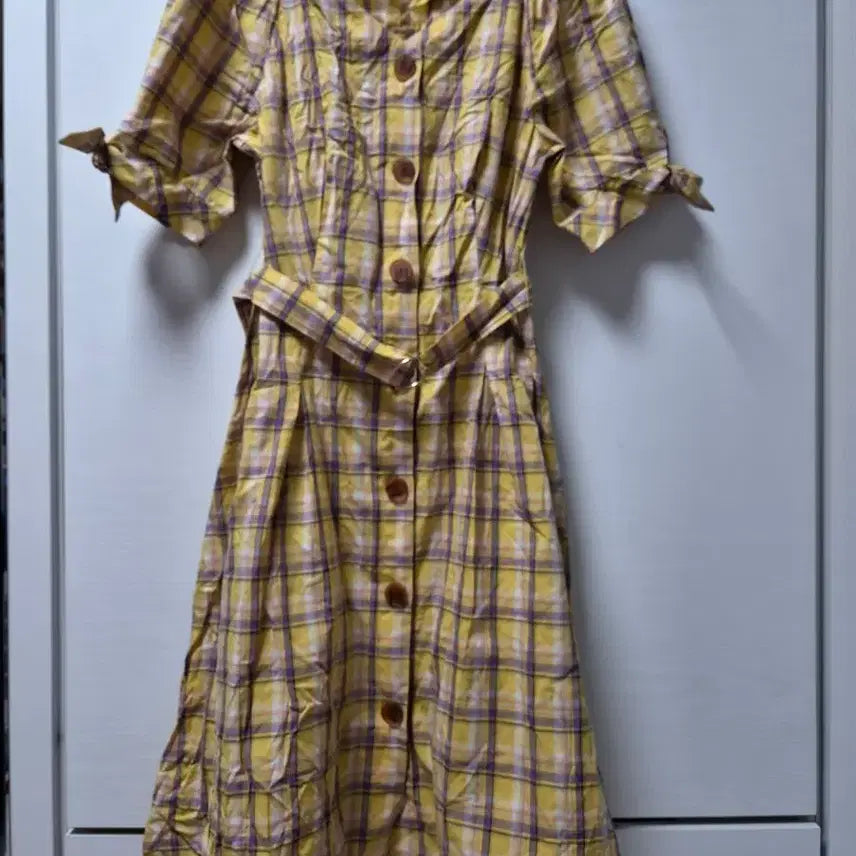 [BUNJANG] Olive des Olive Check Dress - Yellow/Purple (Size S) / 올리브데올리브 체크 원피스 S