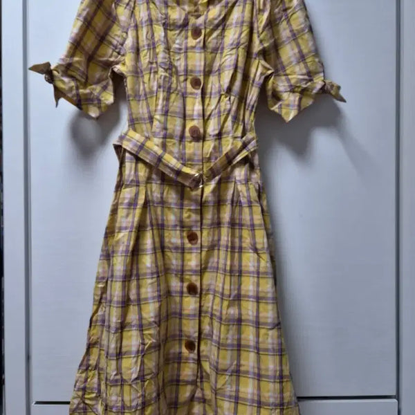 [BUNJANG] Olive des Olive Check Dress - Yellow/Purple (Size S) / 올리브데올리브 체크 원피스 S