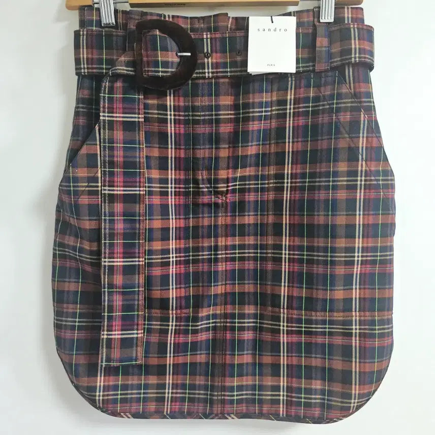 [BUNJANG] Sandro Belted Plaid Mini Skirt Size 2 / [정품/새상품급] 산드로(Sandro) 벨티드 체크 미니스커트 2사이즈