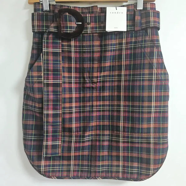 [BUNJANG] Sandro Belted Plaid Mini Skirt Size 2 / [정품/새상품급] 산드로(Sandro) 벨티드 체크 미니스커트 2사이즈