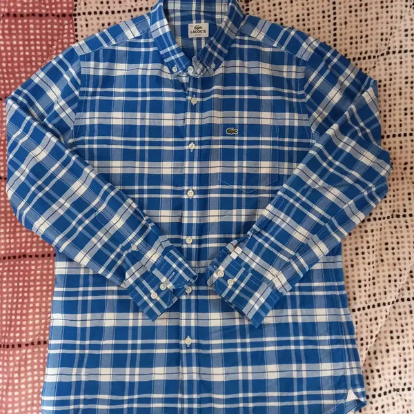 [BUNJANG] Lacoste Slim Fit Checkered Shirt Size 42 (105) / 라코스테 슬림핏 체크 셔츠 42 (105)!!