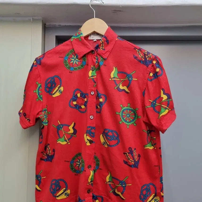 [BUNJANG] Celine Marine Pattern Short Sleeve Shirt / 셀린느 마린 패턴 반팔 셔츠