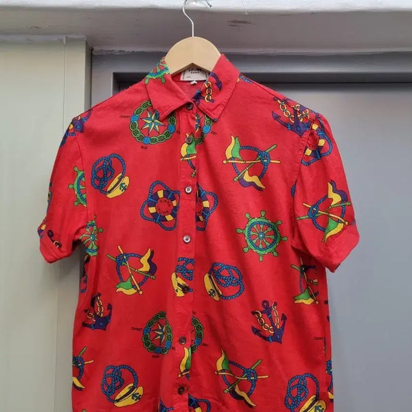 [BUNJANG] Celine Marine Pattern Short Sleeve Shirt / 셀린느 마린 패턴 반팔 셔츠